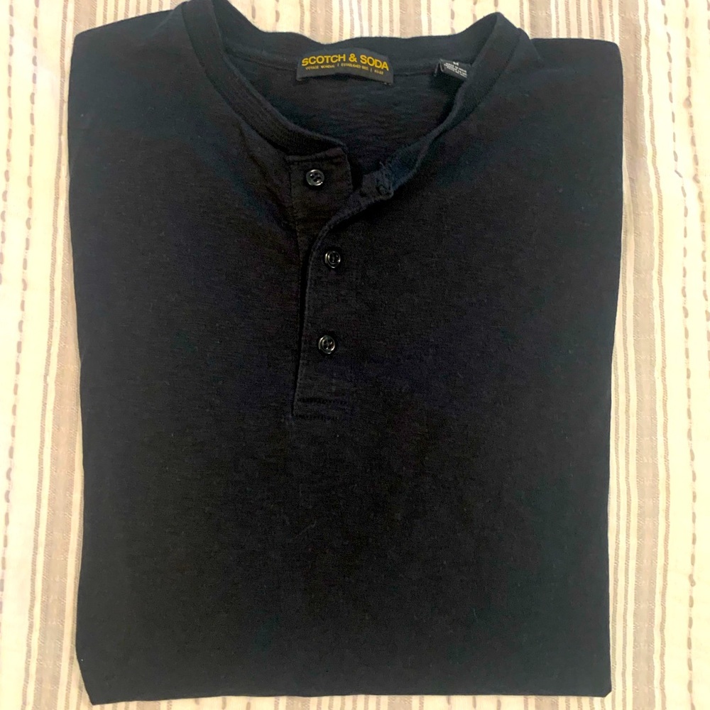 Scotch & Soda Black lightweight henley - Medium